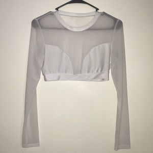CLUBWEAR CROP TOP SHEER LONG SLEEVE